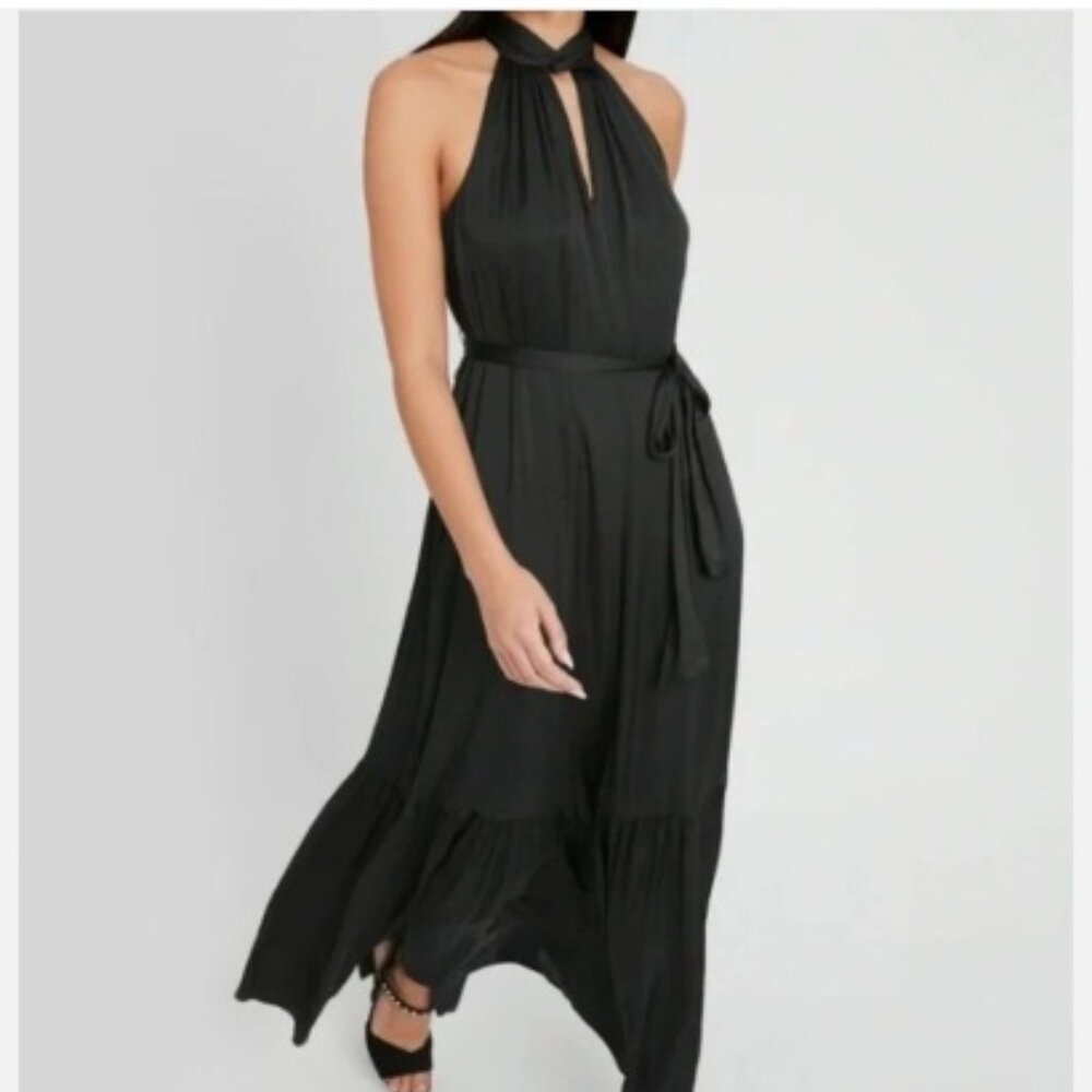 NWT Banana Republic Satin Twisted Maxi Dress, Black  SIZE 2 Petite new Stunning